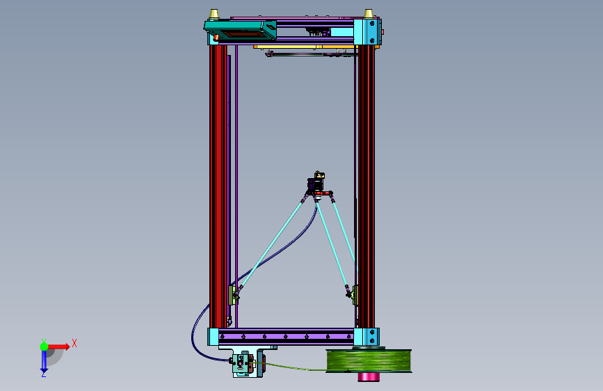 基于FDM的并联臂的单喷头3D打印机 俯视图