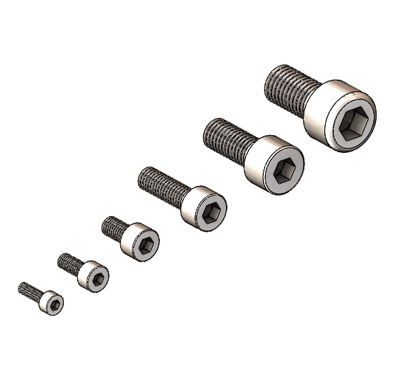 标准螺栓及其钻孔、攻丝和自由孔尺寸图表