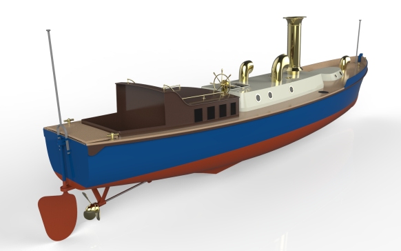 这是1910年皇家海军在HMAS号等主力舰上使用的标准50英尺帆船的SolidWorks模型