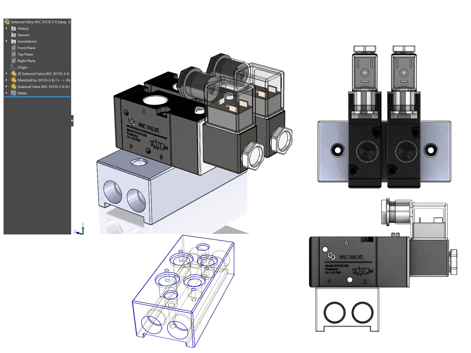 气动WIC电磁阀3V310-3-8