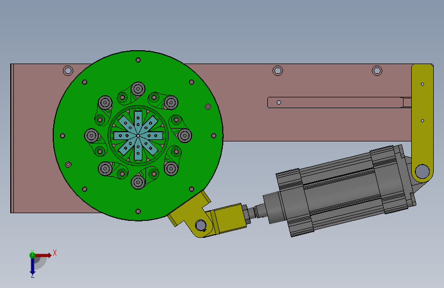 八爪铆压收边机构3D数模图纸 Solidworks设计 俯视图