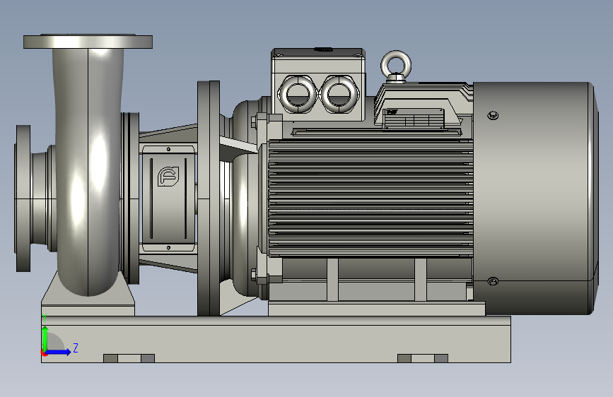 南方泵 NIS125-100-200-37-00装配体 左侧视图