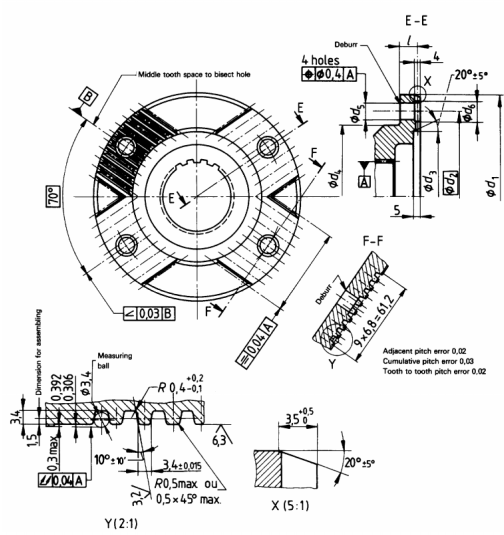 缓速器用不同规格汽车端面齿法兰
