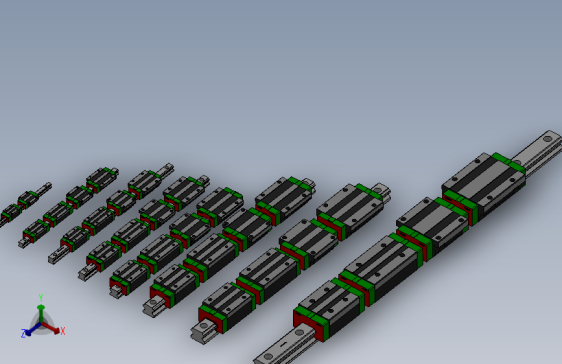 上银滑轨3D图SolidWorks挡上银滑块全系列模型库