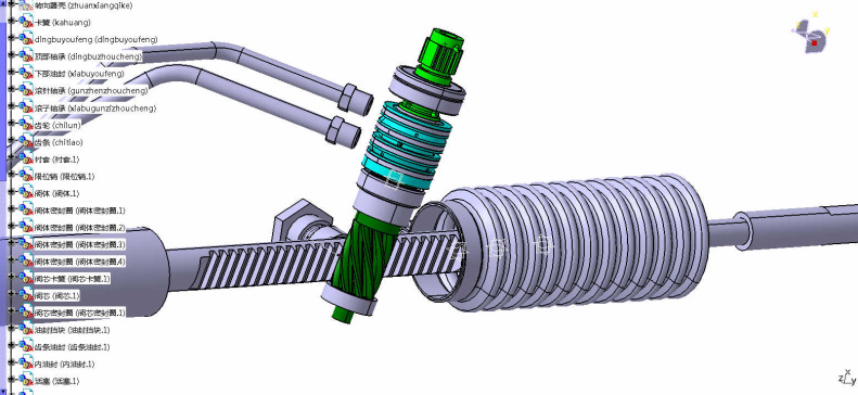 齿轮齿条转向器(三维CATIA+二维CAD图纸）
