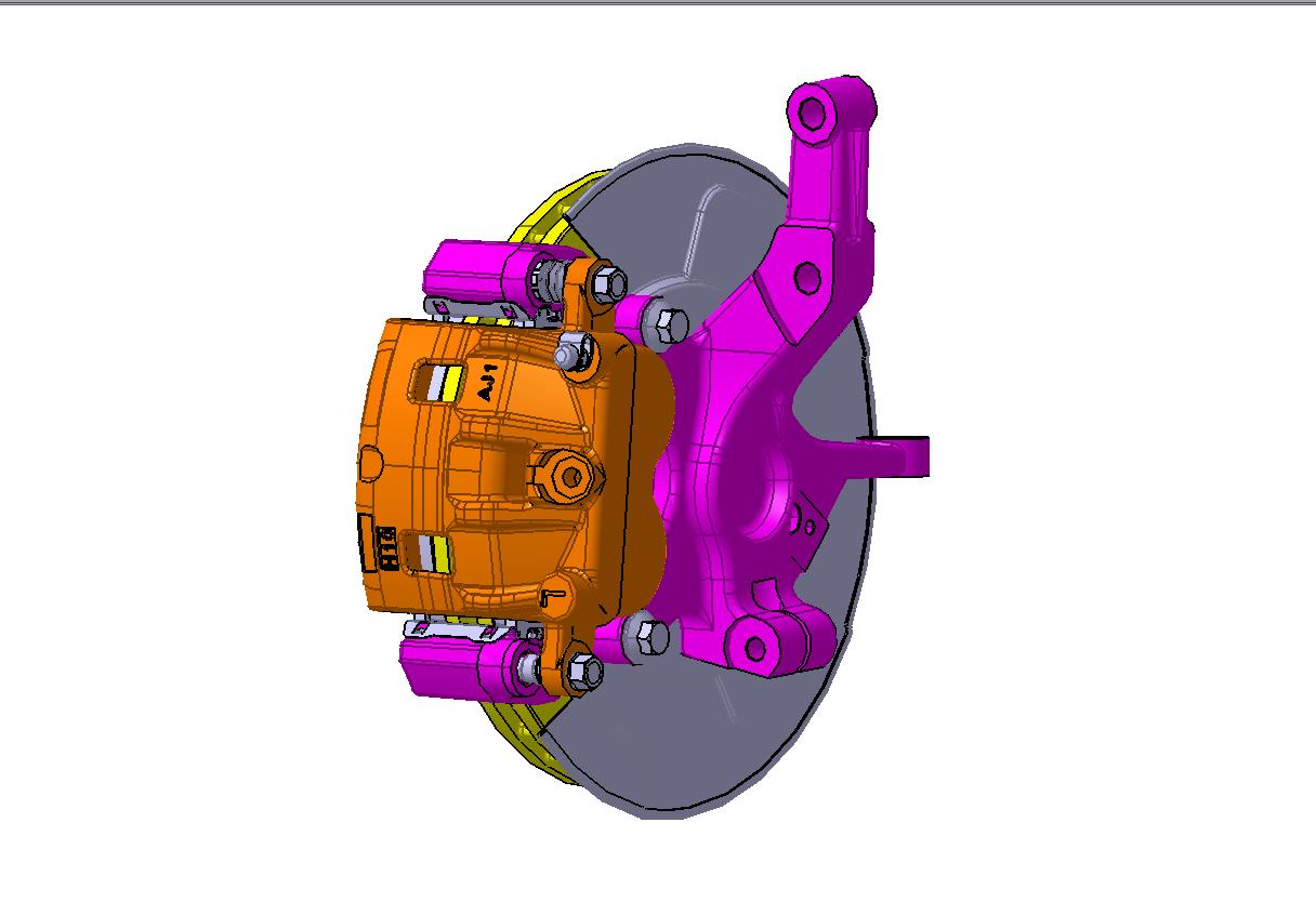 双缸浮钳盘式制动器总成三维