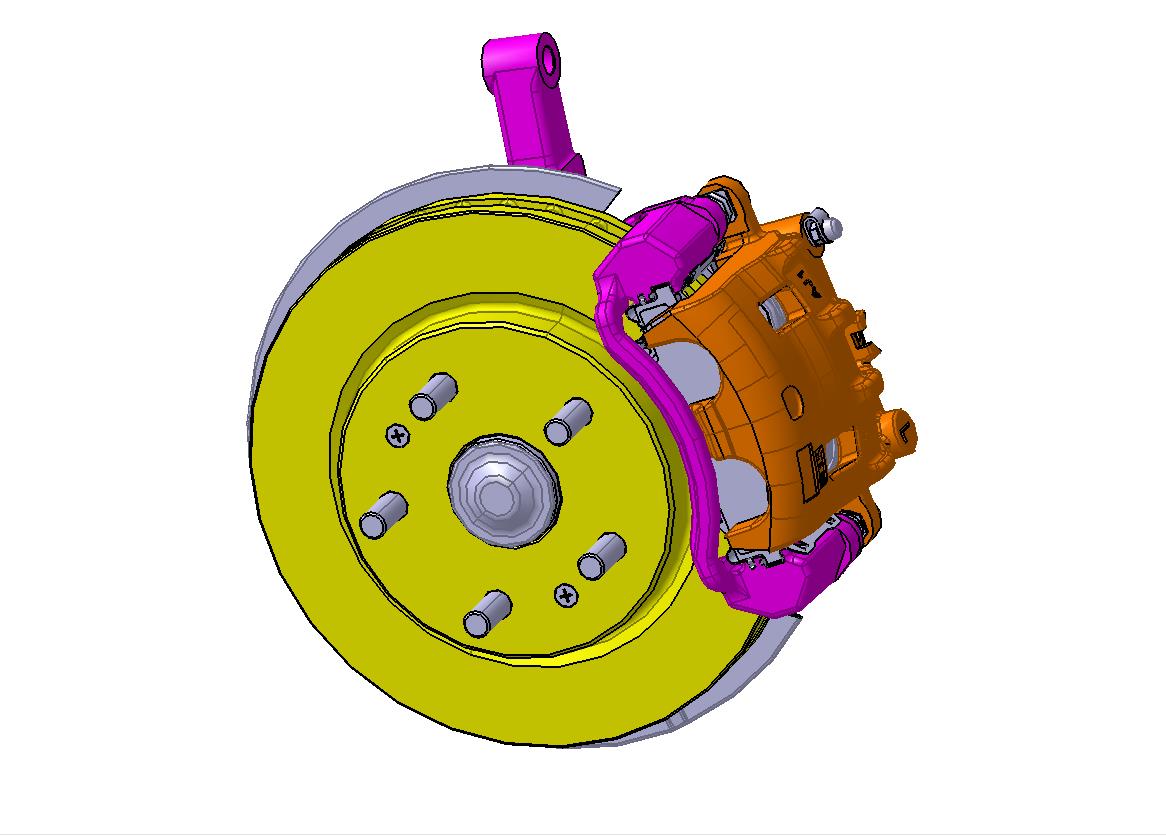双缸浮钳盘式制动器总成三维