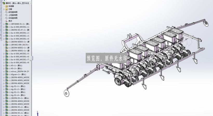 农机装备-八行播种机详细三维模型SW建模图纸