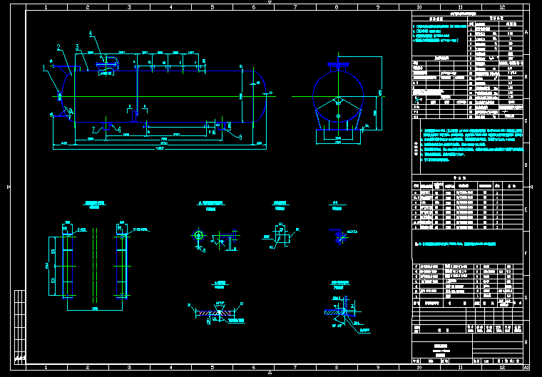 卧式储罐直径3300 cad图纸