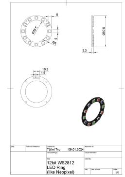 12 位 Ws2812 LED 环