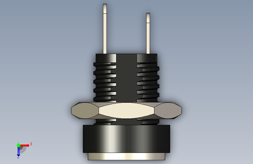 电源连接器插孔 2.1mm 俯视图