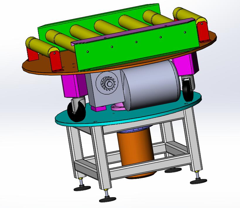 180度旋转滚筒输送机sw模型 Solidworks 2014 模型图纸下载 懒石网