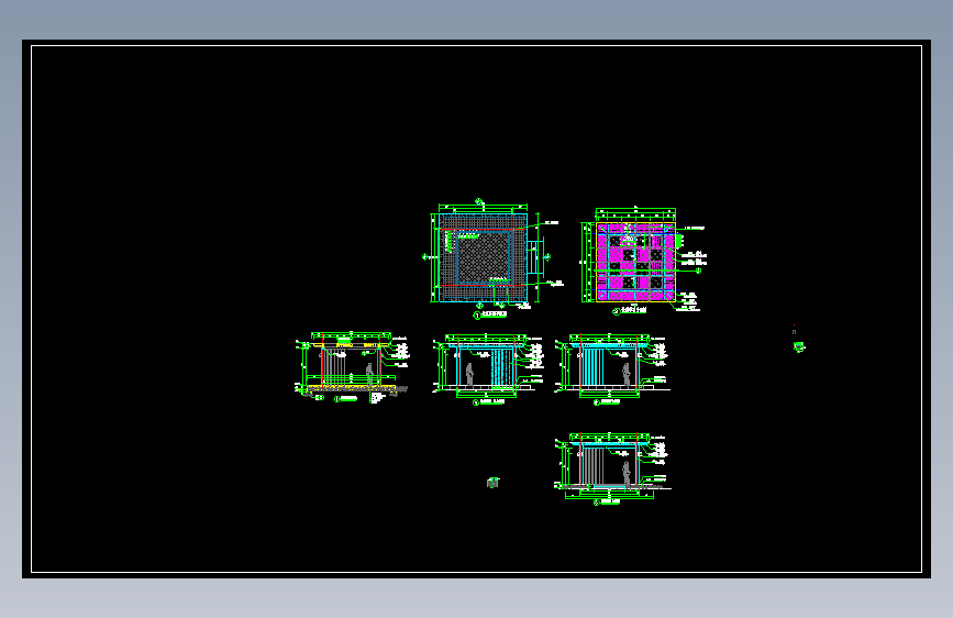 四角方形现代钢构亭子详图1143667