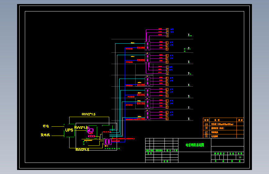 电话网络系统图（dwg格式、exb格式各一张图）