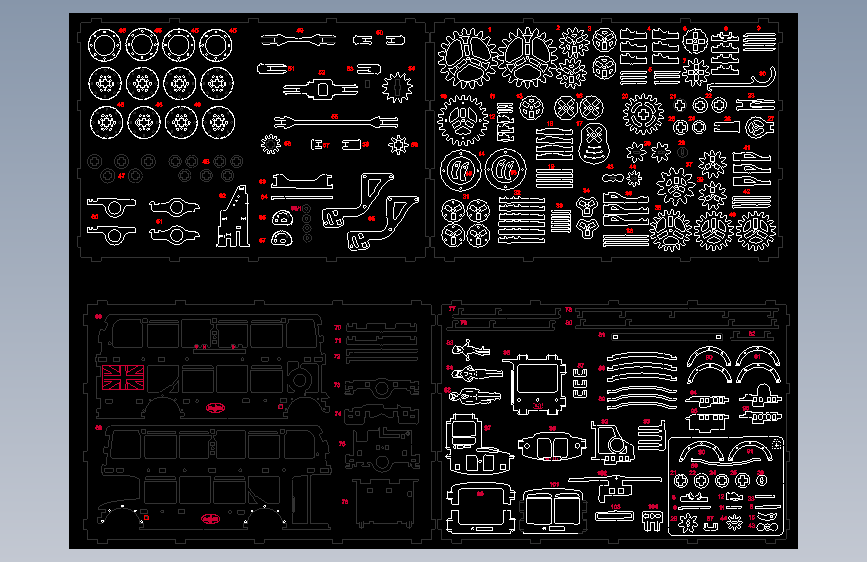 伦敦巴士车激光切割立体拼图图纸