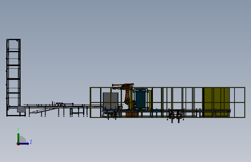 全自动码垛缠绕包装输送一体生产线 Solidworks 2019 模型图纸下载 懒石网