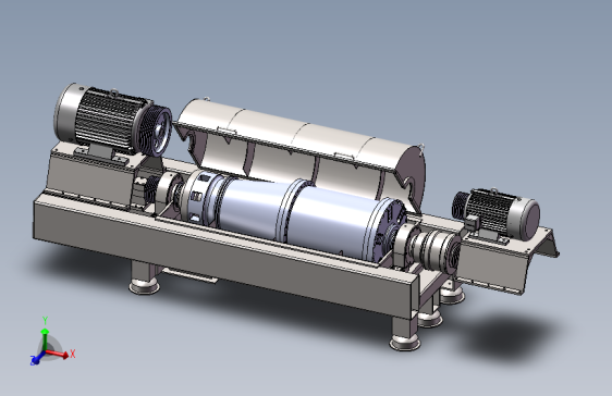 卧式螺旋离心机三维SW模型 LW650-15°-2000