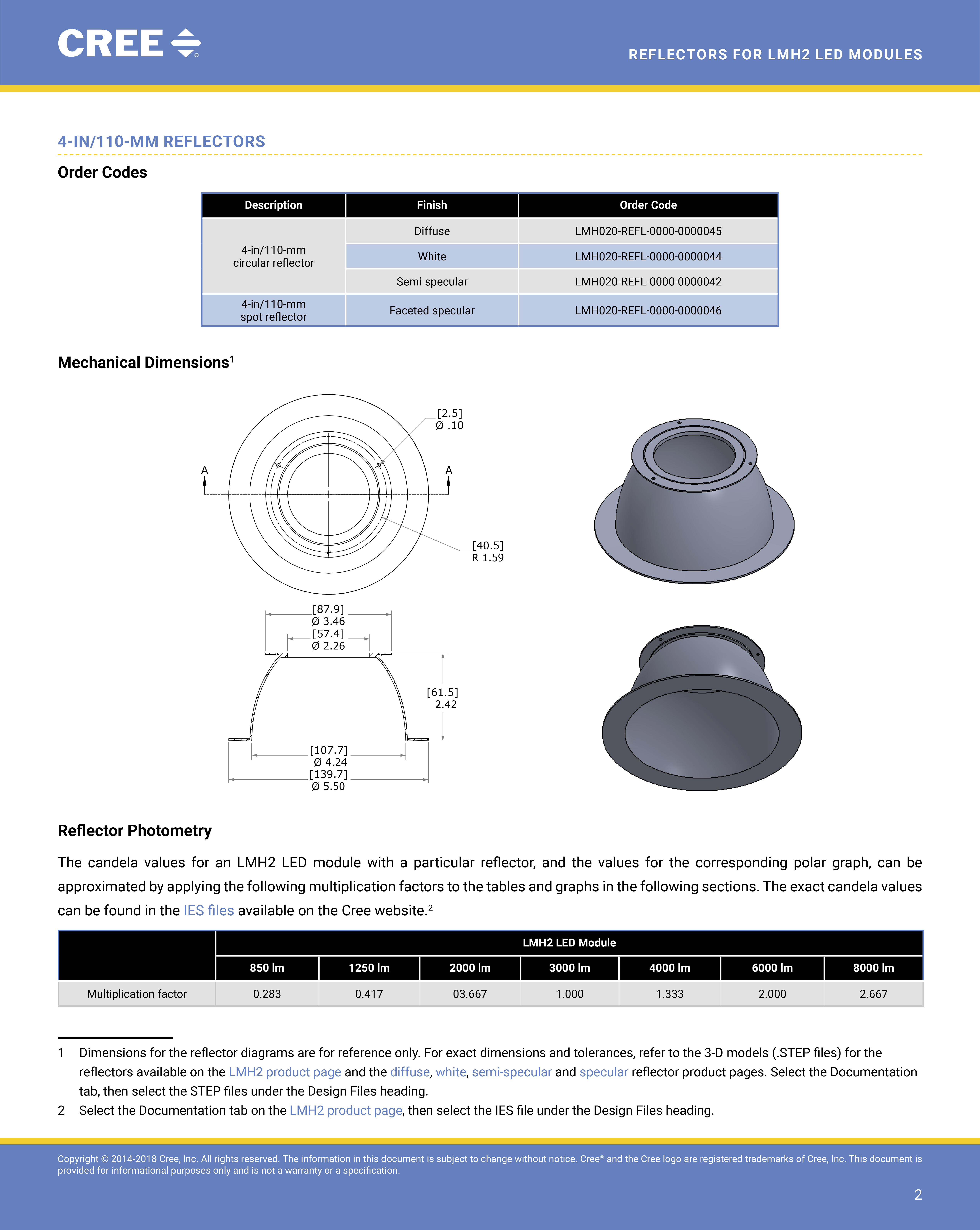 用于 LED CREE 的反射器