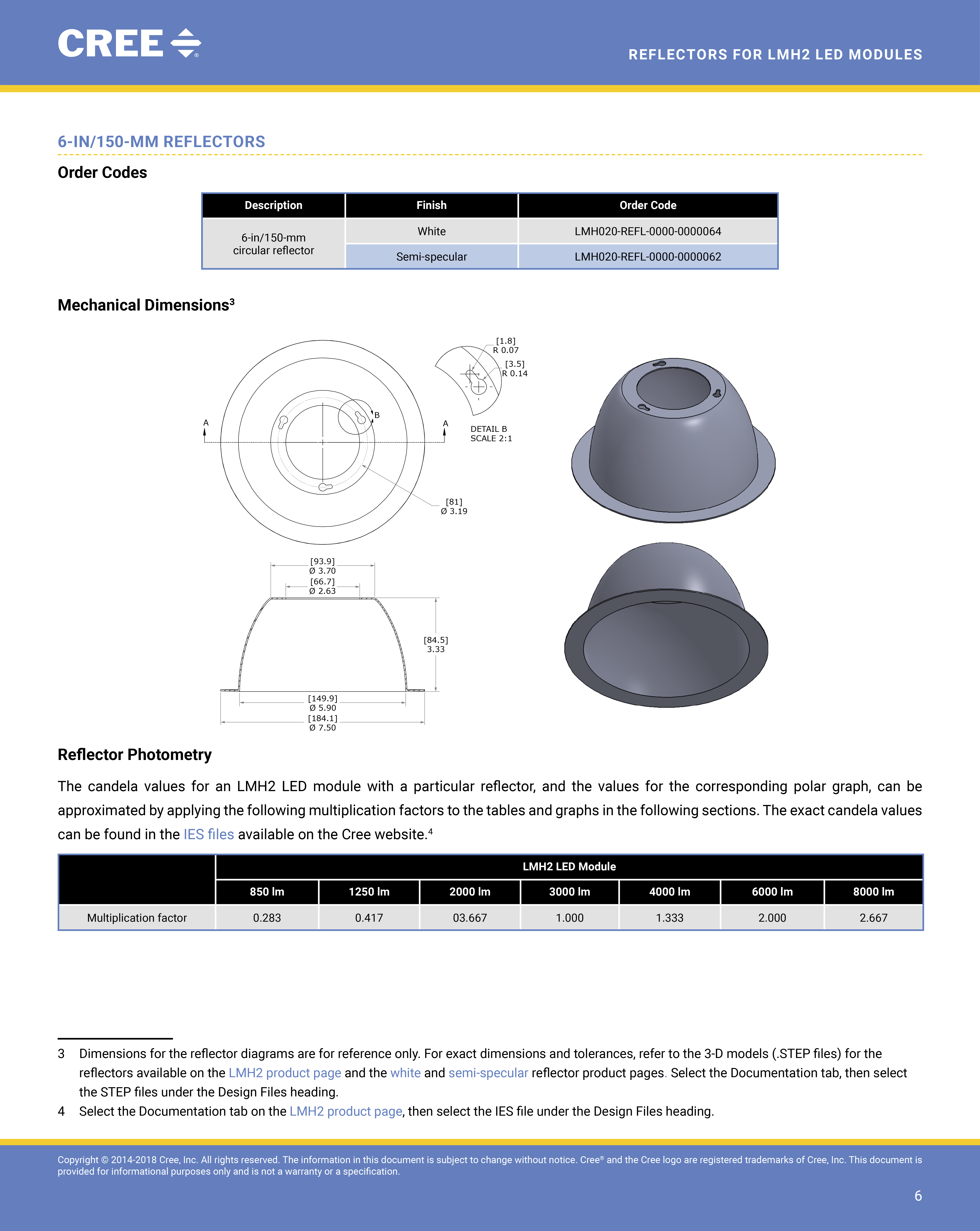 用于 LED CREE 的反射器