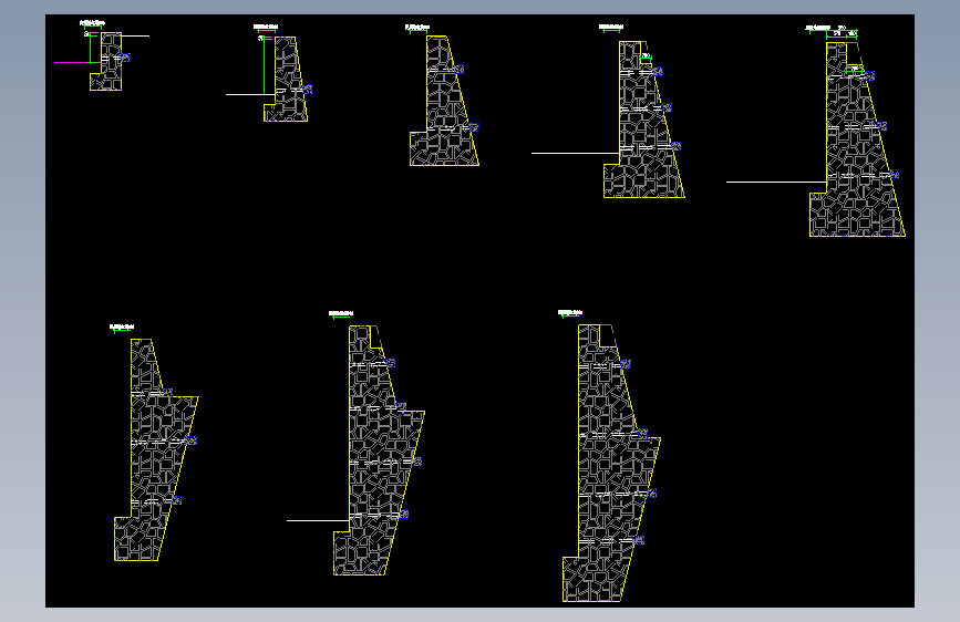 8种重力式挡土墙（0.5m到4m）施工图做法剖面图
