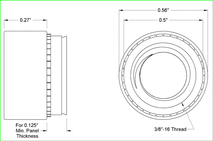 镀锌钢PEM压铆螺母,带38-16内螺纹