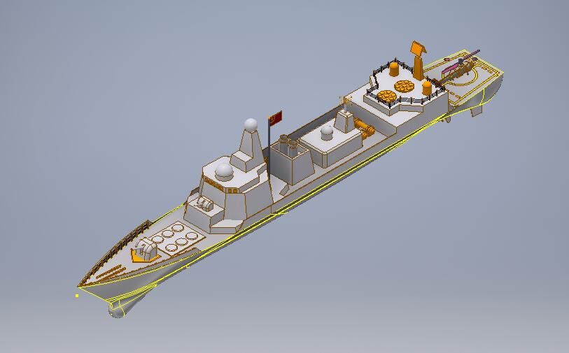 054D驱逐舰3D模型图纸 INVENTOR设计