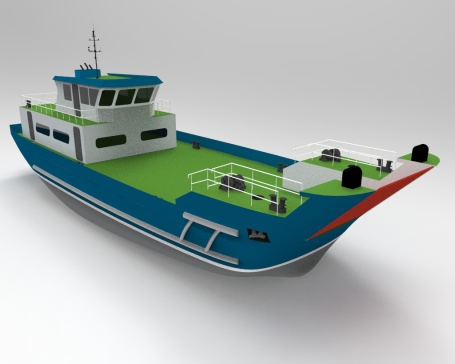 Cargo Ferry货运渡轮简易模型3D图纸 IGS格式