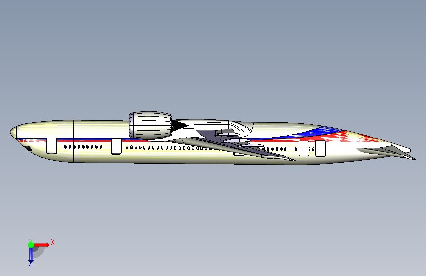 catia绘制波音飞机曲面绘制过程三维CATIA 左侧视图