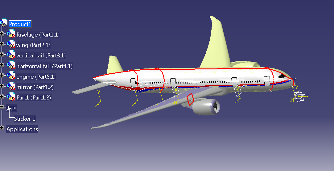 catia绘制波音飞机曲面绘制过程三维CATIA
