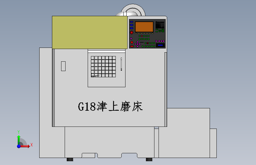 G18-津上磨床简易设计三维SW模型 正面视图