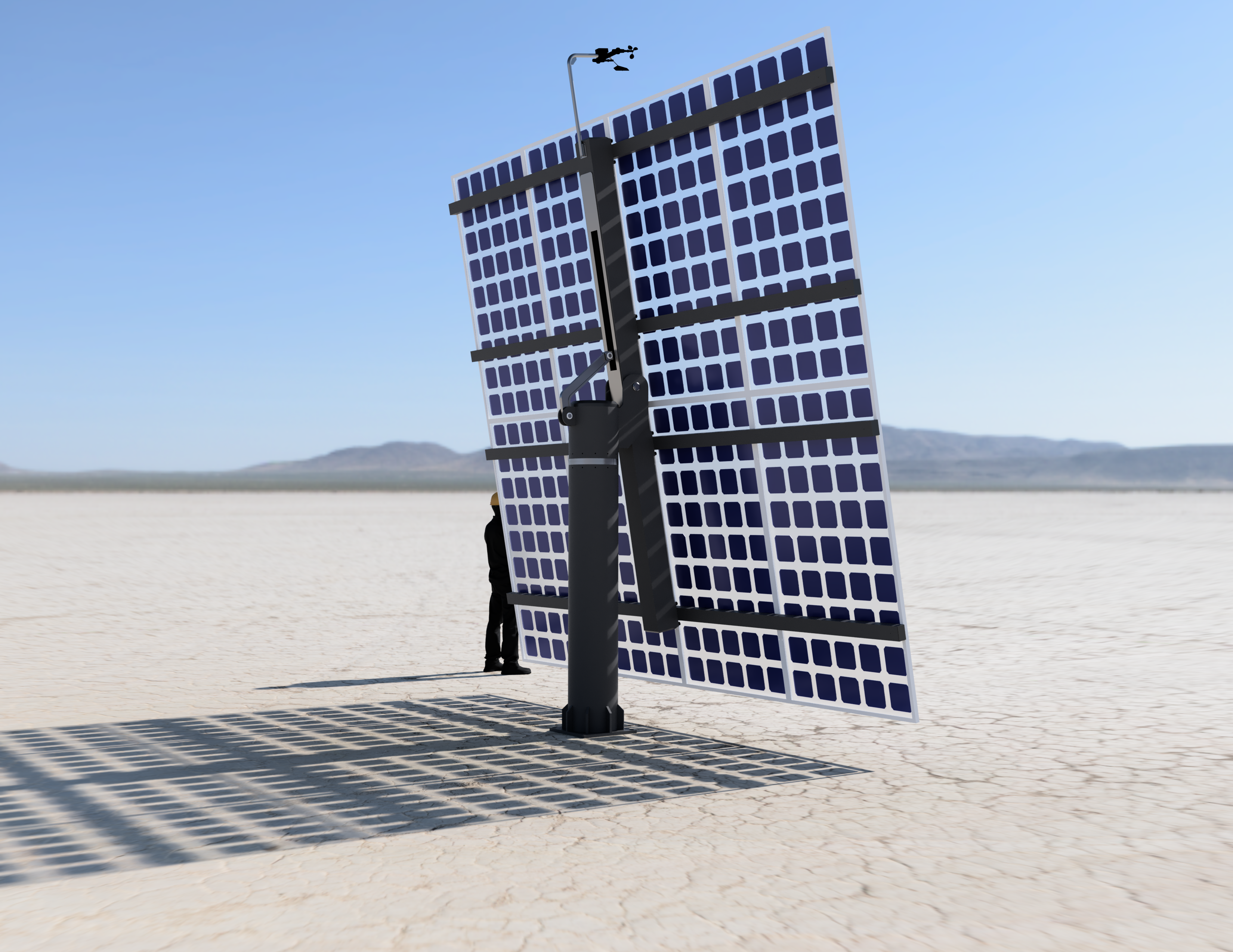 5.6 kW 两轴太阳能跟踪器,采用 700 W 双面太阳能电池板