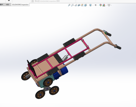 电动爬楼行李架设计（爬楼载物车三维SW模型+8张CAD图纸+说明书）