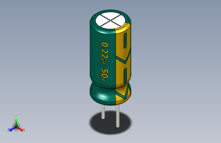 0.22uF 50V electr 5 x11mm -P.diameter 2.5 mm-Green-Yellow.rar