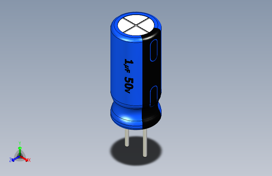 1uF 50V electr 5 x11mm -P.diameter 2.5 mm-Blue-Black