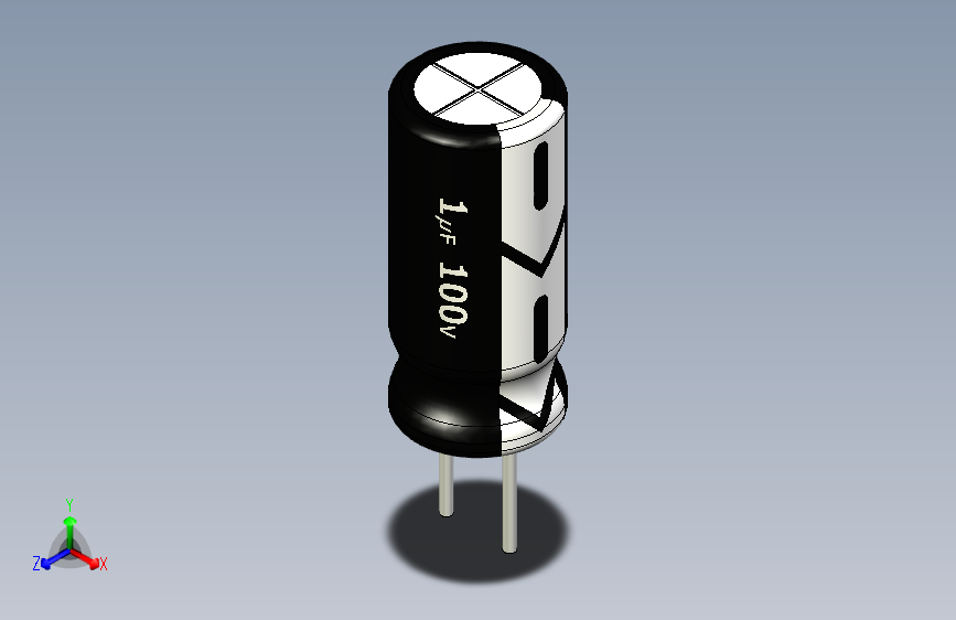 1uF 100V electr 5 x11mm -P.diameter 2.5 mm-Black-White