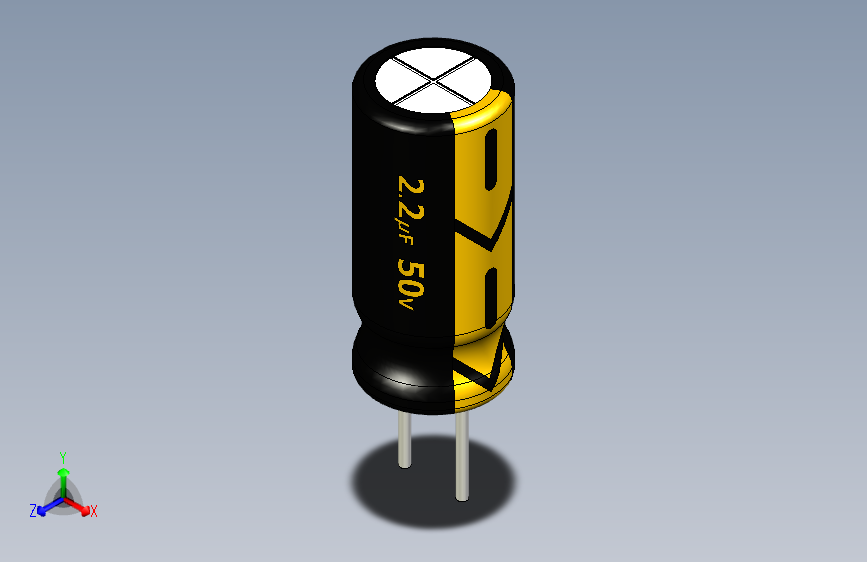 2.2uF 50V electr 5 x11mm -P.diameter 2.5mm-Black-Yellow