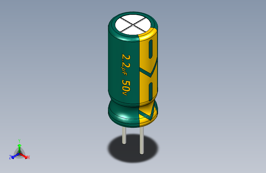 2.2uF 50V electr 5 x11mm -P.diameter 2.5mm-Green-Yellow