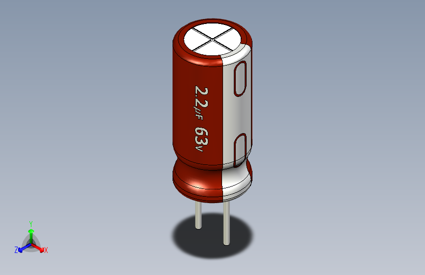 2.2uF 63V electr 5 x11mm -P.diameter 2.5 mm-Brown-White_STEP_模型图纸下载 – 懒石网