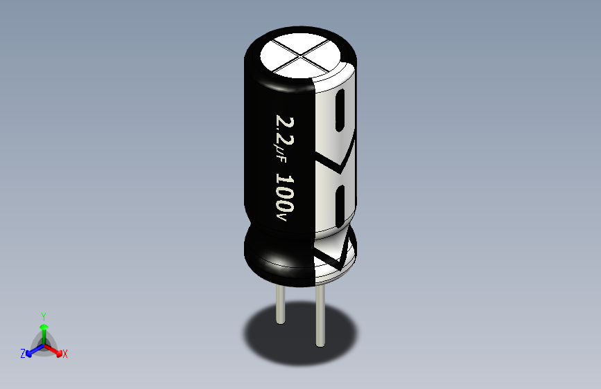 2.2uF 100V electr 5 x11mm -P.diameter 2.5 mm-Black-White