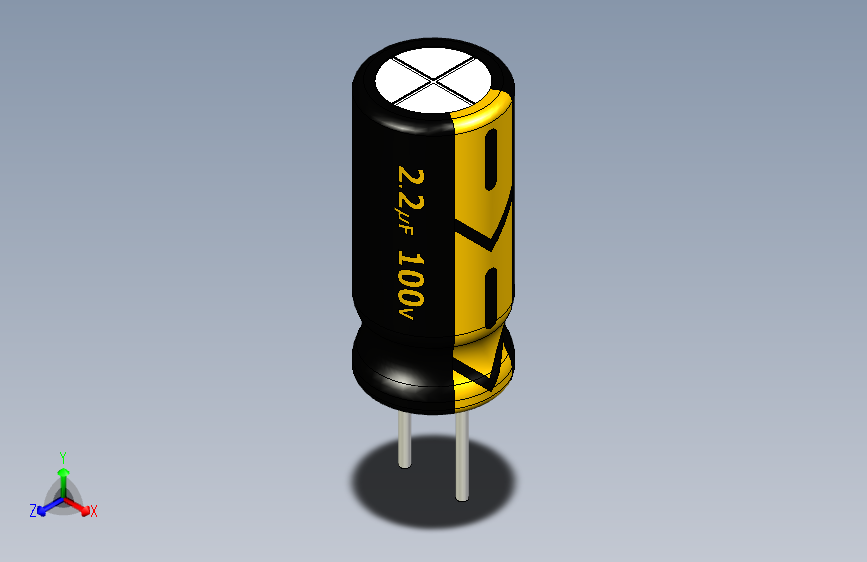 2.2uF 100V electr 5 x11mm -P.diameter 2.5mm-Black-Yellow