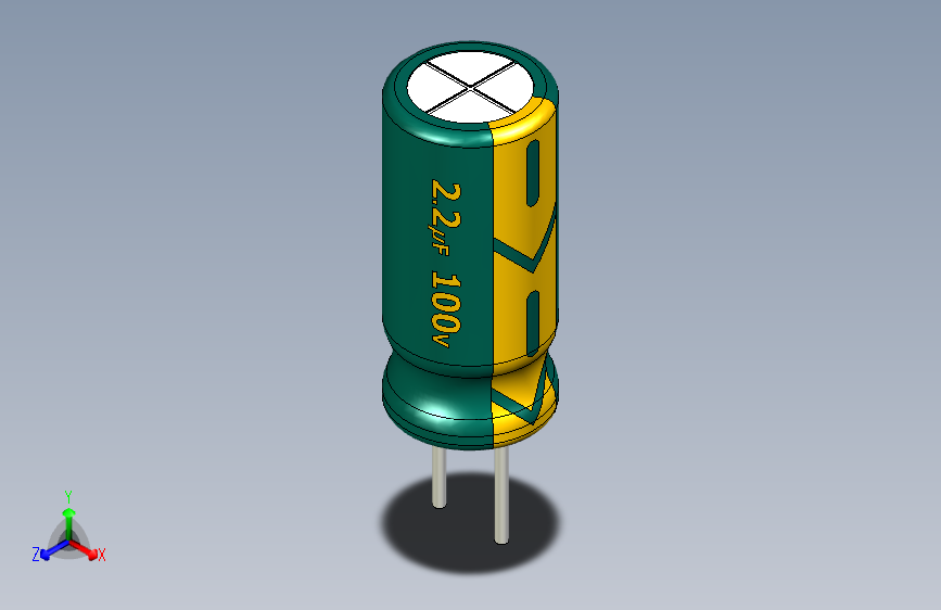 2.2uF 100V electr 5 x11mm -P.diameter 2.5mm-Green-Yellow