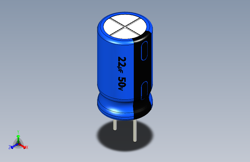 22uF 50V electr 6.3 x11mm -P.diameter 3.2mm-Blue-Black