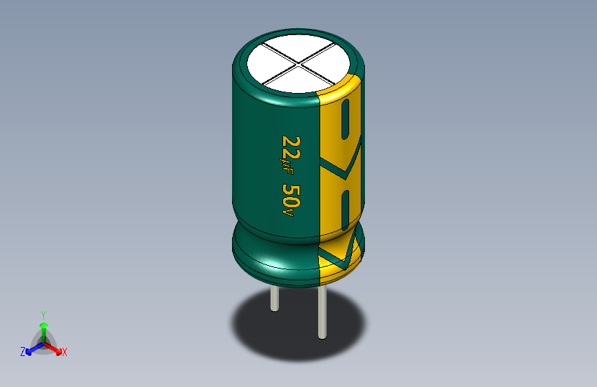 22uF 50V electr 6.3 x11mm -P.diameter 3.2mm-Green-Yellow
