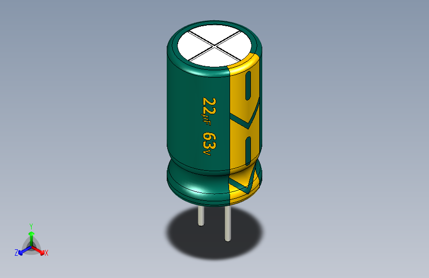 22uF 63V electr 6 x11mm -P.diameter 2.5mm-Green-Yellow