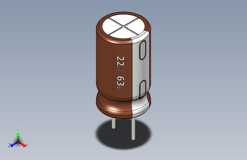 22uF 63V electr 6.3 x11mm -P.diameter 3.2mm-Brown-1-White
