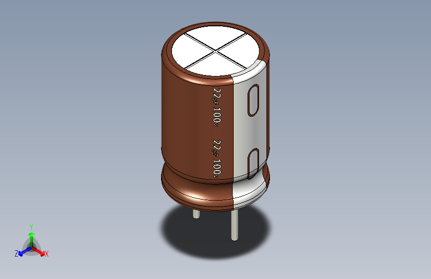 22uF 100V electr 8 x12mm -P.diameter 4mm-Brown-1-White