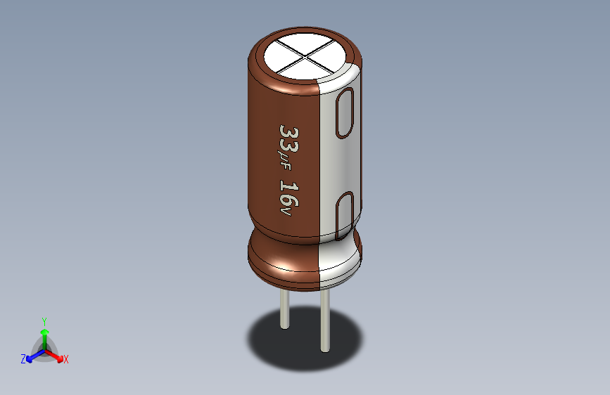 33uF 16V electr 5 x11mm -P.diameter 2.5 mm-Brown-1-White