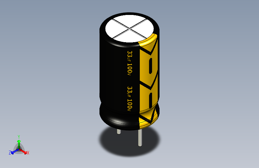 33uF 100V electr 8 x14mm P.diameter 4mm-Black-Yellow