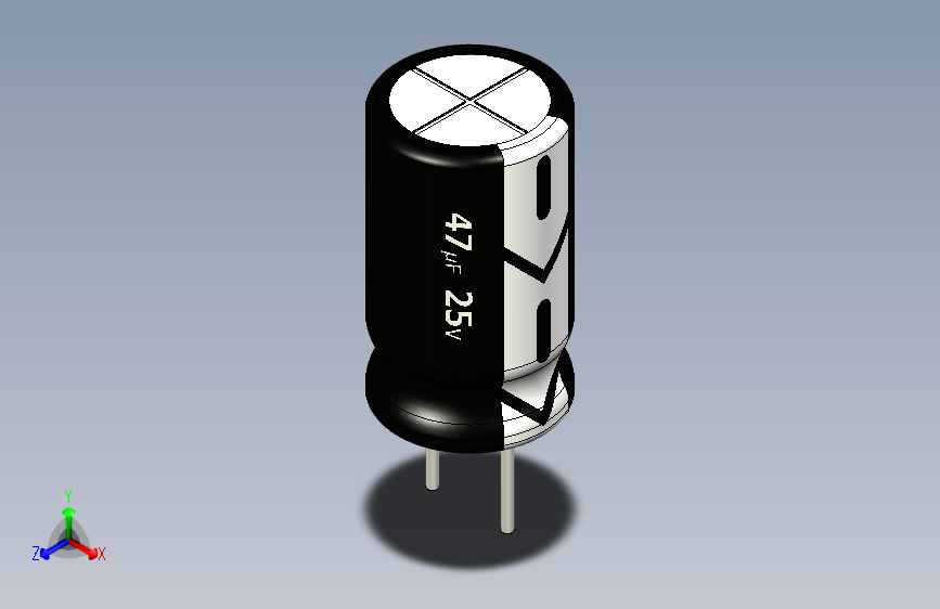 47uF 25V electr 6.3 x11mm -P.diameter 3.2mm-Black-White