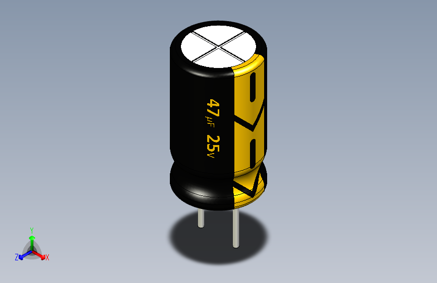 47uF 25V electr 6.3 x11mm -P.diameter 3.2mm-Black-Yellow